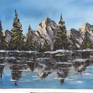 Original  Oil Painting/Rocky mountains/ Landscape