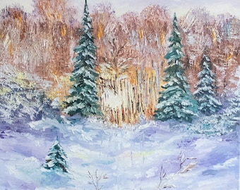 Cuento de invierno/Paisaje/Pintura al óleo
