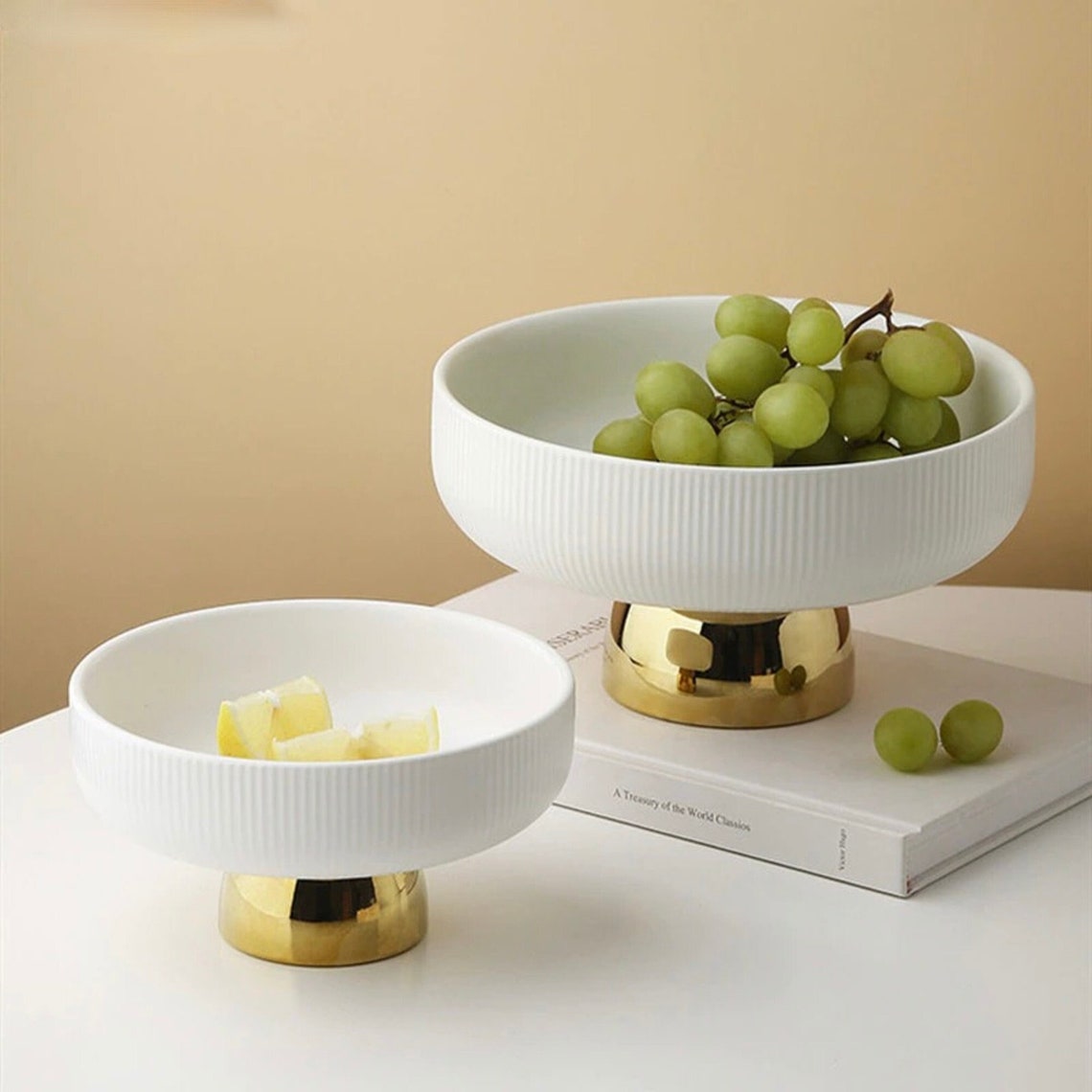 Modern White Fruit Bowl Decorative Tray Kitchen Gift Etsy