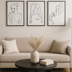 Minimalist Female Line Art Print Set – Hand-drawn A4 Wall Decor - Etsy ...