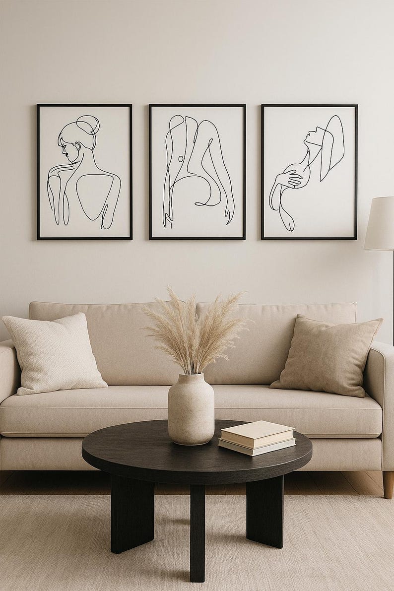 Minimalist Female Line Art Print Set – Hand-drawn A4 Wall Decor - Etsy ...