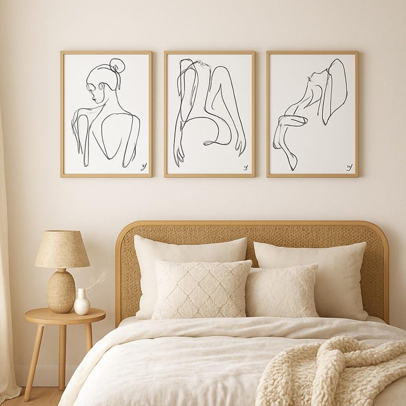 Minimalist Female Line Art Print Set – Hand-drawn A4 Wall Decor - Etsy ...