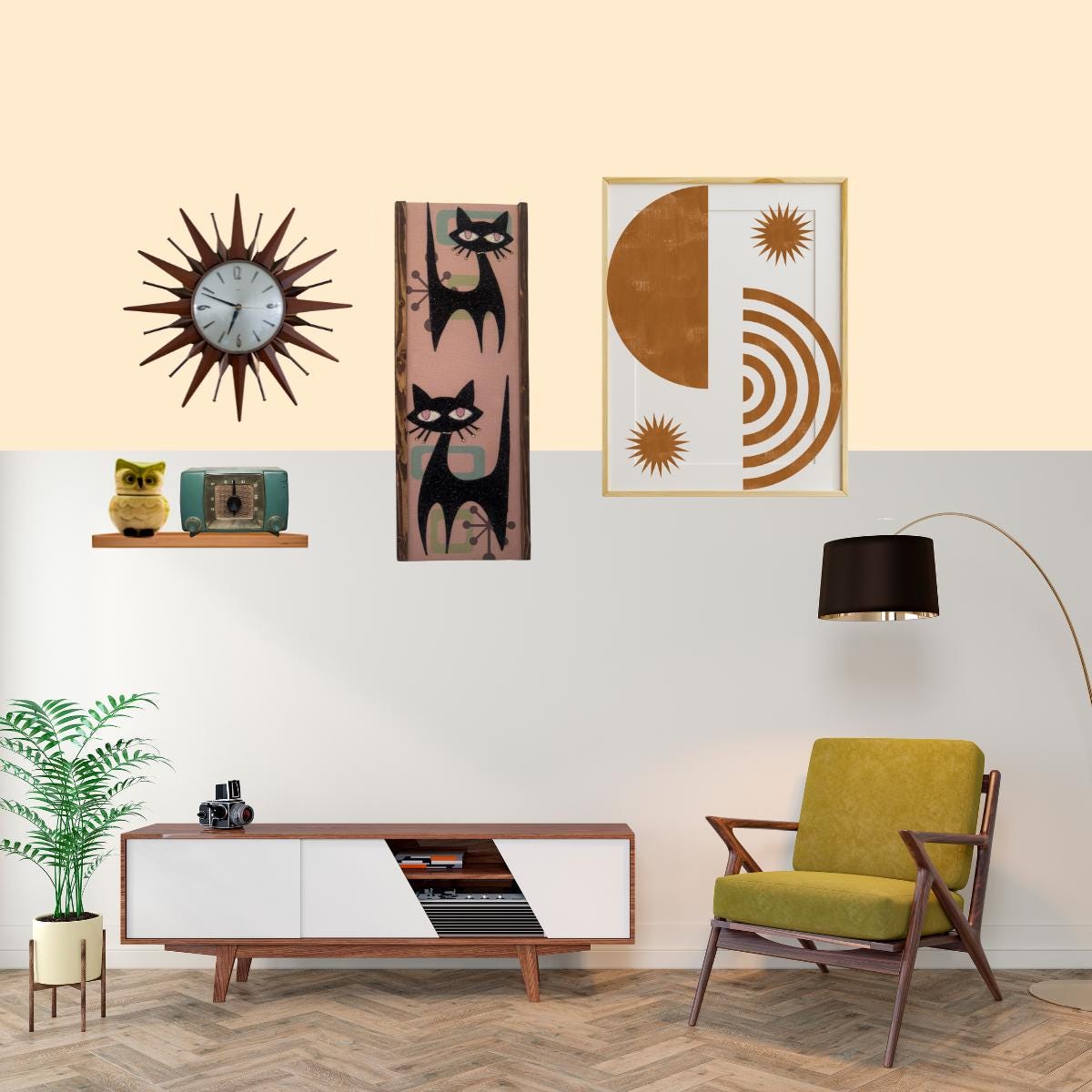 Atomic Cat Gravel Art Kit: Mid-century Modern DIY Wall Craft - Etsy