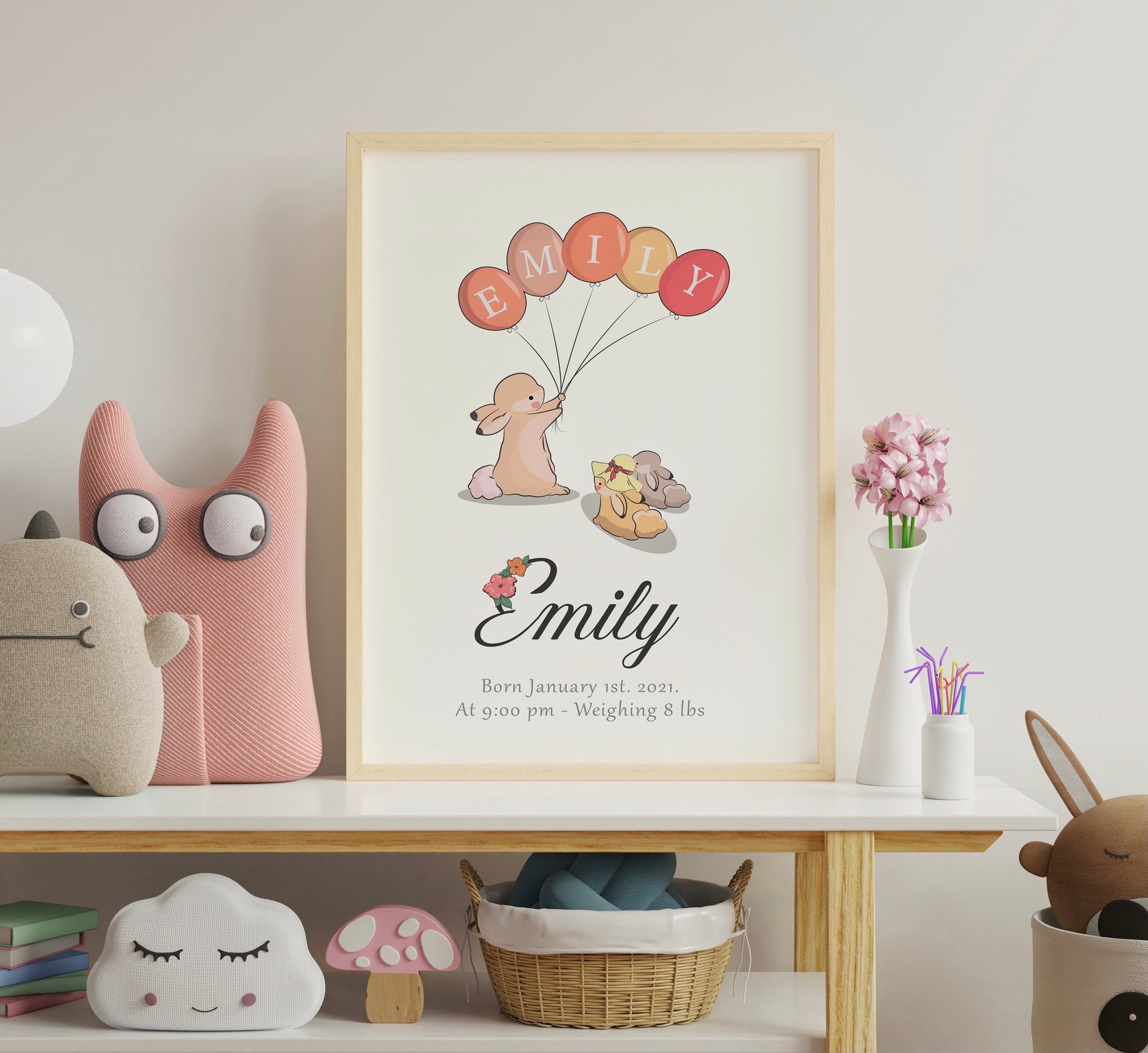 Personalized New Baby Print Nursery Wall Art New Baby Gift Etsy