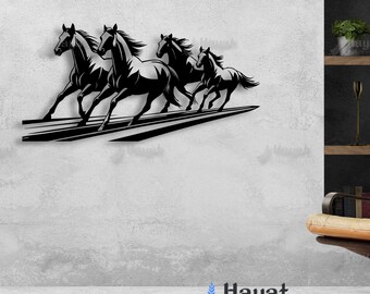 Running Horses Metal Wall Art, Wild Horse Herd Decor, Farmhouse Animal Wall Hanging, Equestrian Gift, Wildlife Lover Present, Cowboy Art