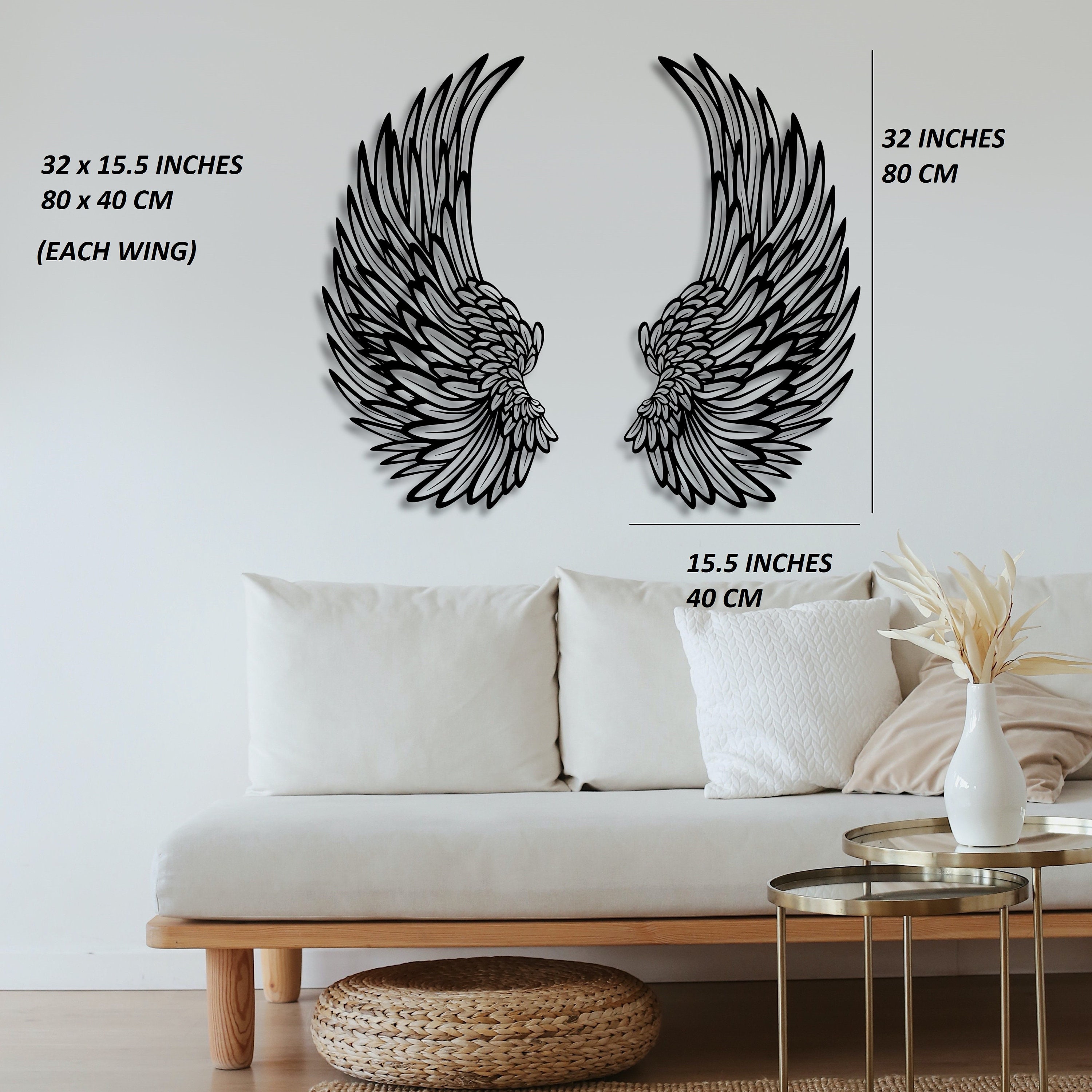 Angel Wings Metal Wall Art with Led Lights Black Angel Wings Etsy