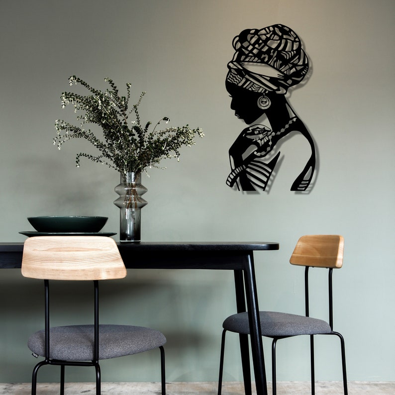 African Woman Metal Wall Art With Led Lights African Queen Etsy