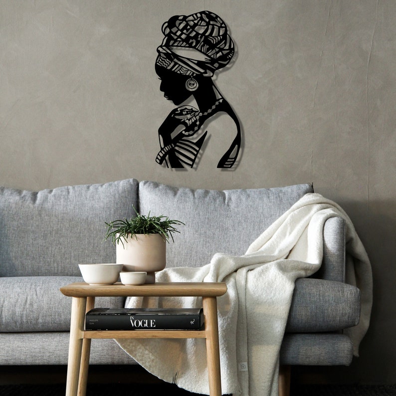 African Woman Metal Wall Art With Led Lights African Queen Etsy