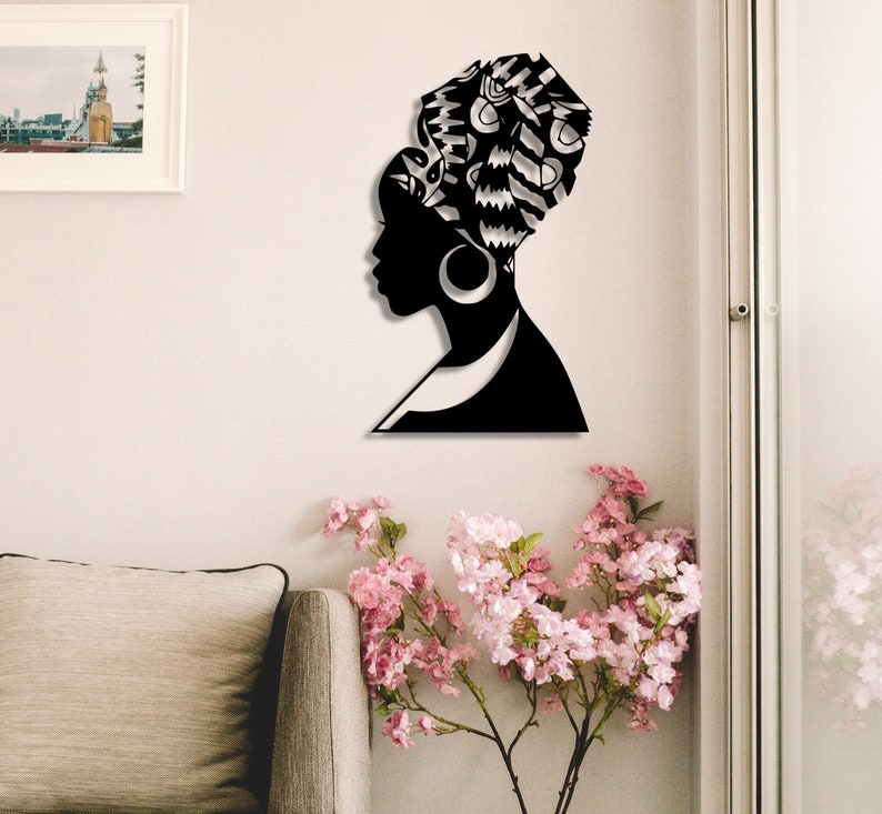 African Woman Metal Wall Art With Led Lights African Queen Etsy