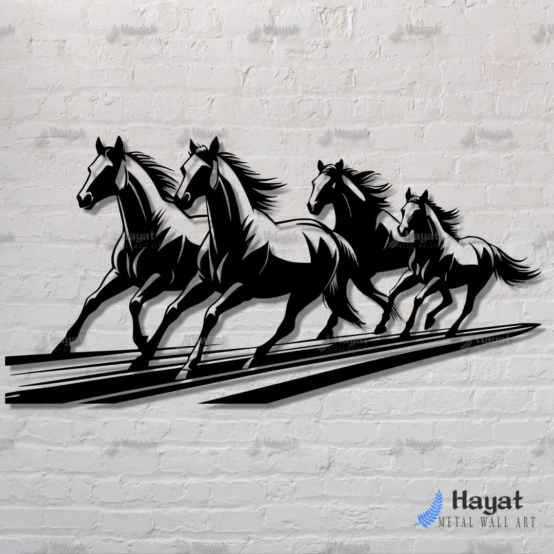 Stamped Metal Running Horses Horses Metal Wall Art, Running Horses Wall Art, Farmhouse Metal Wall ...