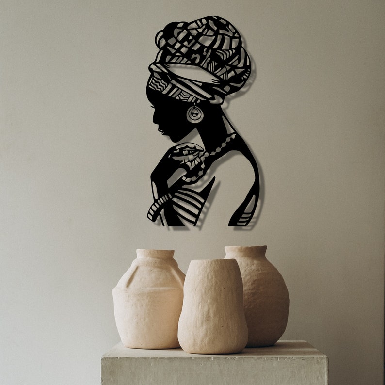 African Woman Metal Wall Art With Led Lights African Queen Etsy