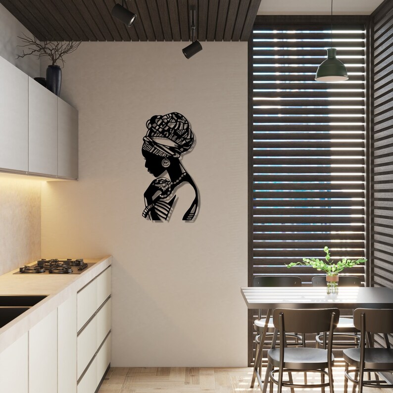 African Woman Metal Wall Art With Led Lights African Queen Etsy