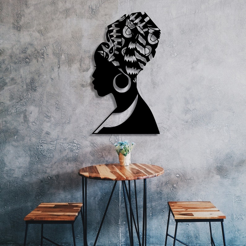 African Woman Metal Wall Art With Led Lights African Queen Etsy
