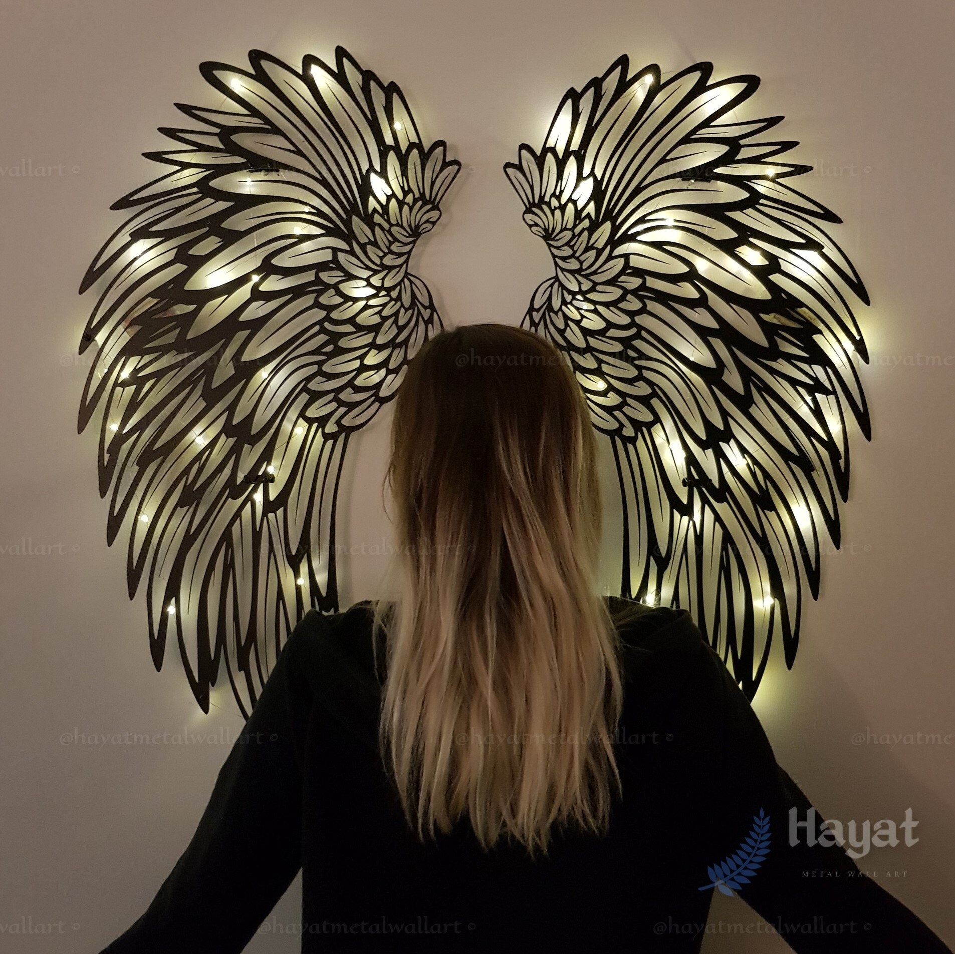 Angel Wings Metal Wall Art With Led Lights Large Angel Wings