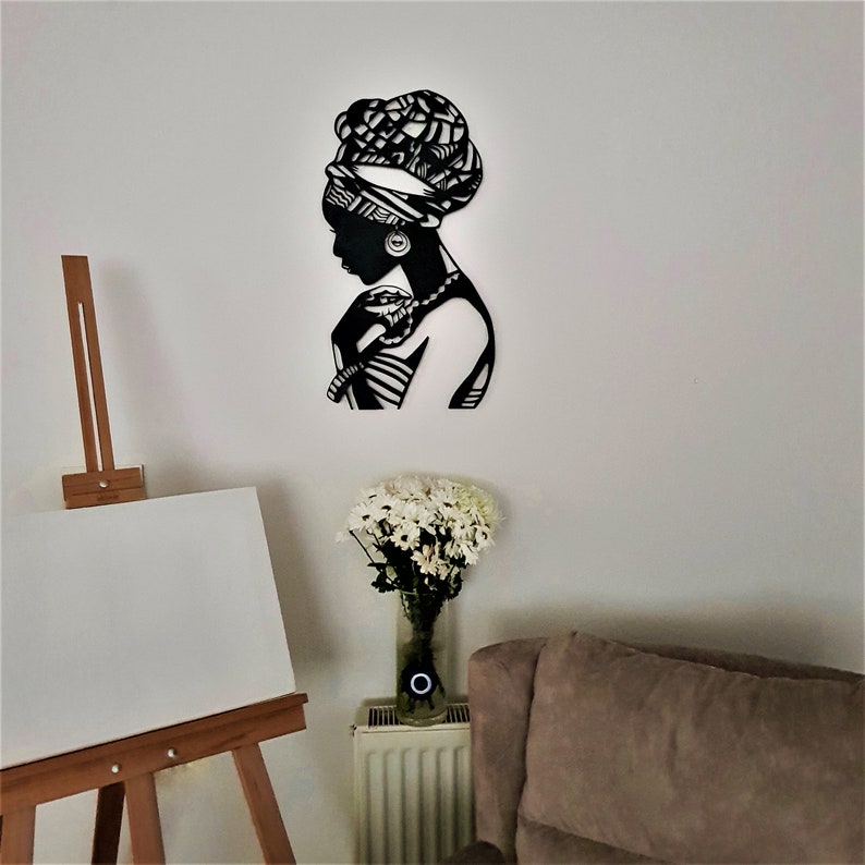 African Woman Metal Wall Art With Led Lights African Queen Etsy