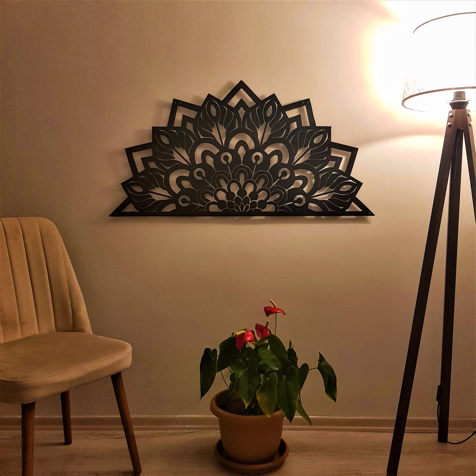 Mandala Metal Wall Art with Led Lights Large Lotus Mandala Etsy