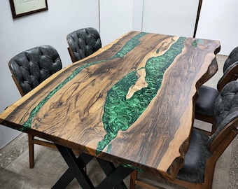 Custom River Epoxy Table,Live Edge Epoxy River Table, Dining Room Wood Table,Coffee Table, Side Table, Study Desk, Office Desk