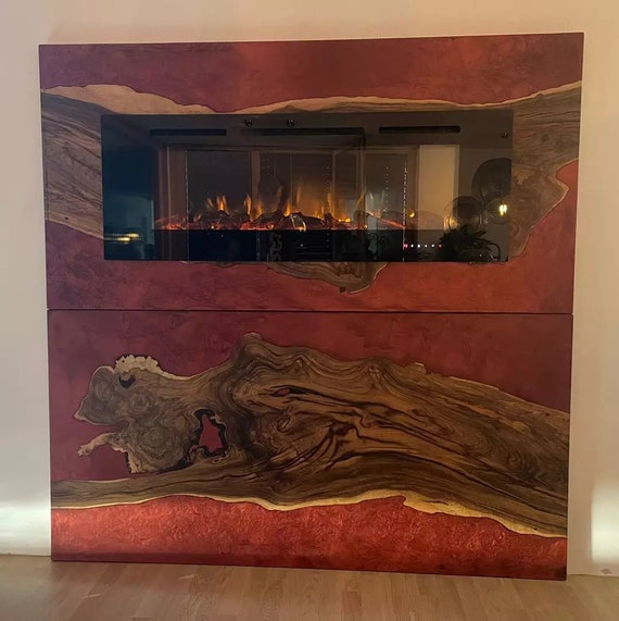 Custom Fireplace Surround Made From Epoxy and Wood Fireplace Etsy