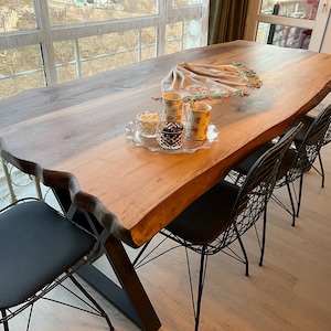 Custom Live Edge Walnut Dining Table | Solid Wood Table | Wooden Kitchen Table | Dining Room Furniture | Farmhouse Table | Free Shipping