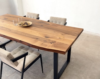 Live Edge Walnut Dining Table: Custom Solid Wood Kitchen Table