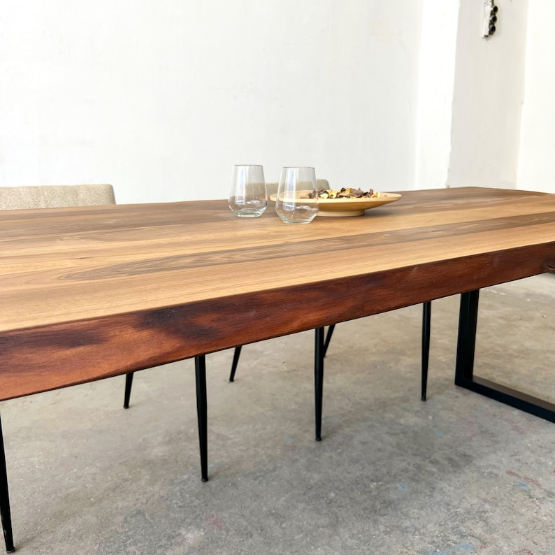 Live Edge Walnut Dining Table, Custom Solid Wood Kitchen Table, Natural ...