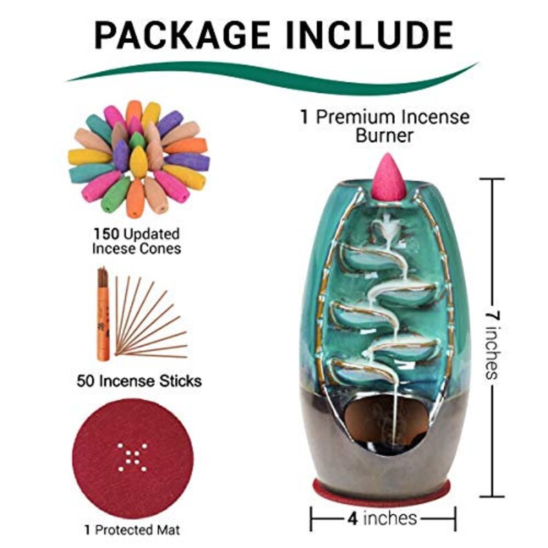 Waterfall Backflow Incense Burner With 150 Cones 50 Sticks Etsy