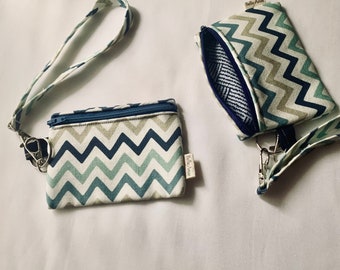 Handmade Geometric Wristlet Wallet | Zippered Credit Card Pouch | Coin Purse Clutch | Boho Reclaimed Fabric Gift for Her Birthday Valentine