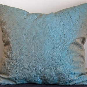 Handmade Blue + Pink Duochrome Decorative Throw Cushion, 11x17 16x16 18x18 Accent Pillow Cover, Upcycled Reclaimed Fabric, Sustainable Decor