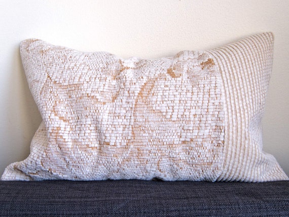 Unique Handmade Neutral Reclaimed Upholstery Patchwork Pillow Cover 11x17 Upcycled Fabric Repurposed Artisanal Throw Cushion Eco friendly Etsy