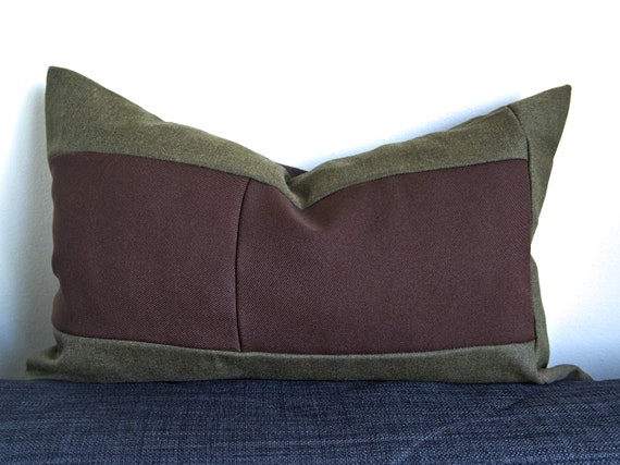 Brown and Green Decorative Cushion Cover Handmade Patchwork Throw Pillow Upcycled Reclaimed Eco friendly Living Room Home Decor 11x17 Etsy Australia
