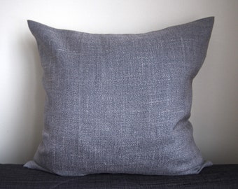 Handmade Grey Heathered Reclaimed Fabric Pillow Cover 16x16 Square Upcycled Fabric Repurposed Throw Cushion Eco-Friendly Home Decor