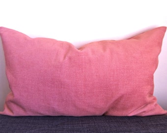 Handmade Pink Reclaimed Corduroy Pillow Cover  Square Rectangle Upcycled Fabric Repurposed Throw Cushion Valentines Gift Eco-Friendly Decor