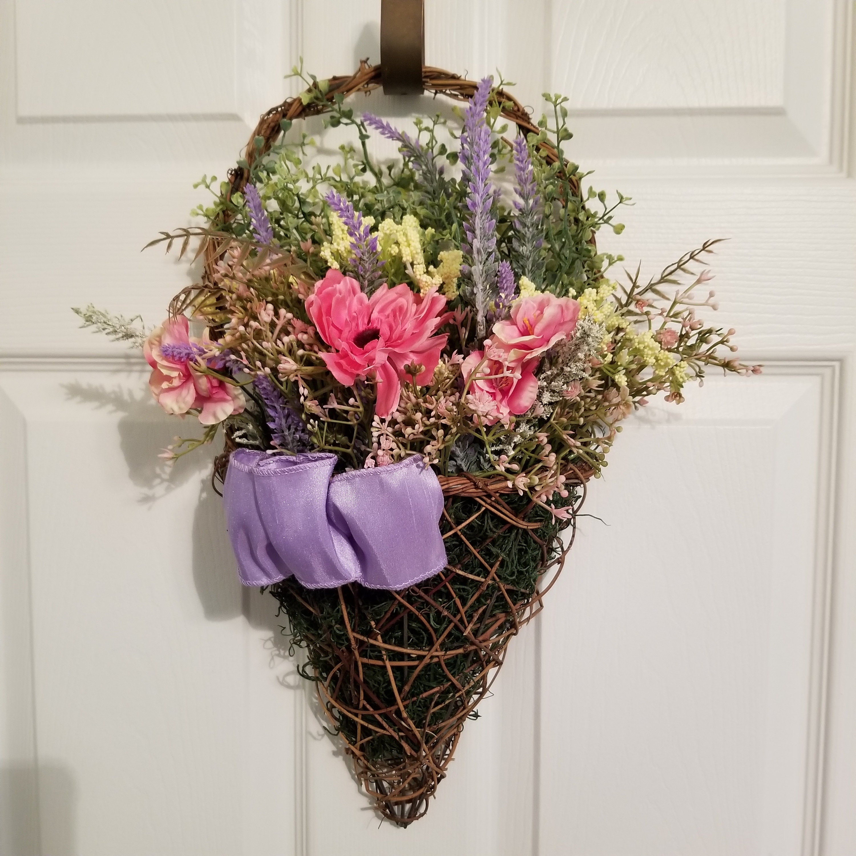 Flower Basket Door Hanger Door Decor Wall Decor Etsy