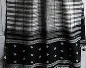 Tik Tok Scarf hand woven ikat dye black and white elegant design wool