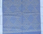 Indigo Diamonds hand woven cotton carpet