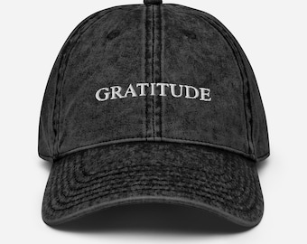 Gorra vintage de sarga de algodón bordada con gratitud
