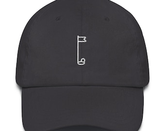 Gorra de papá de algodón orgánico bordada con diseño de golf: diseño minimalista y divertido