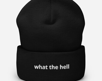 Gorro bordado con puños: un divertido gorro de invierno con la frase «¡Qué demonios!»