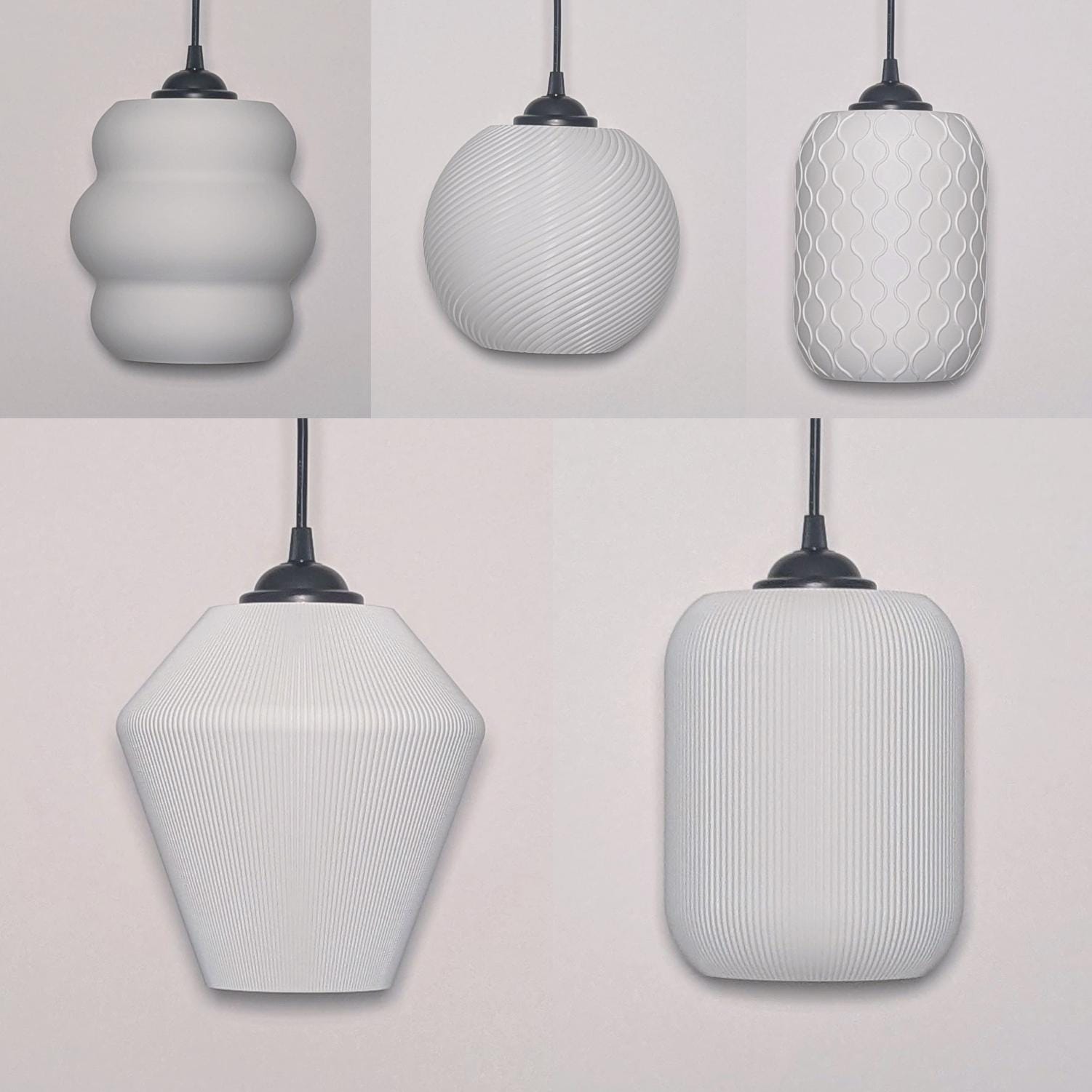 3D Printed Pendant Lights - Shades and Complete Fixtures