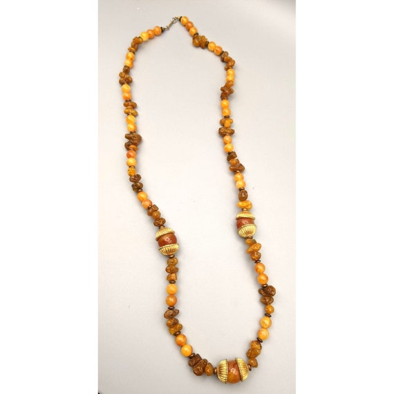 Vintage Dauplaise Faux Amber Acrylic Beaded Long … - image 2