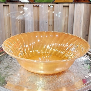 Vintage Fire King Peach Luster Swirl Bowl - Anchor Hocking 1950s