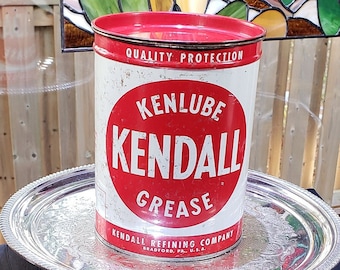 Vintage Kenlube Grease Can: Kendall Oil, Retro Garage Decor