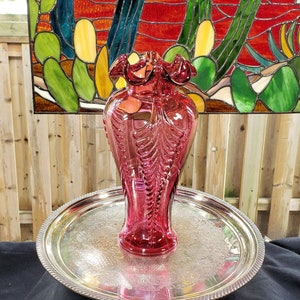 Exquisite Vintage Fenton Cranberry Pink Drapery Vase - Elegant Home Decor, Fenton Glass, Vintage Vase