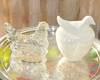 Westmorland Milk Glass Cat on a Nest - Etsy