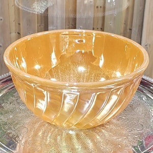Vintage Fire King Peach Luster Swirl Mixing Bowl - 8 Inch Anchor Hocking