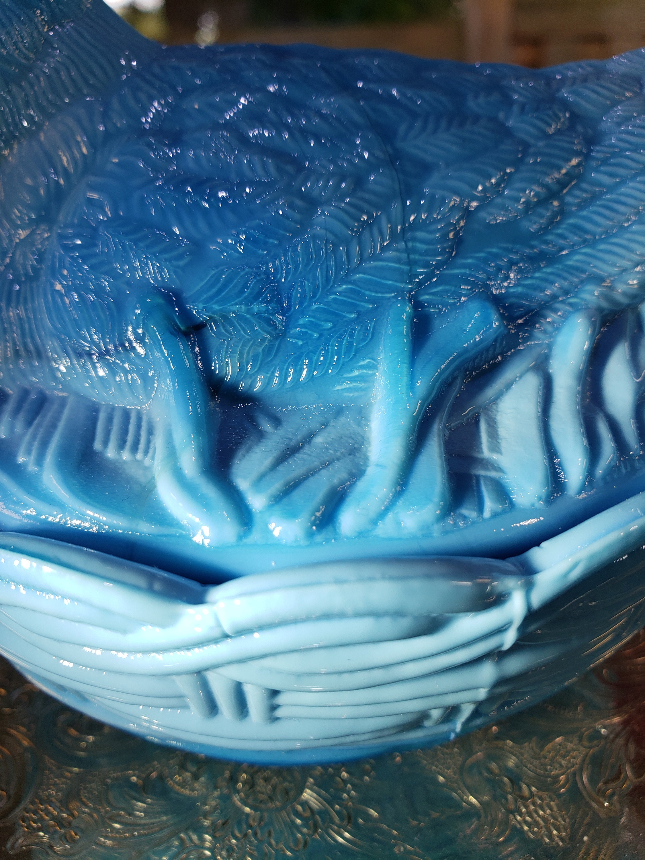 Vintage Fenton Blue Opalescent Bird & Nest Covered Candy Dish - Etsy