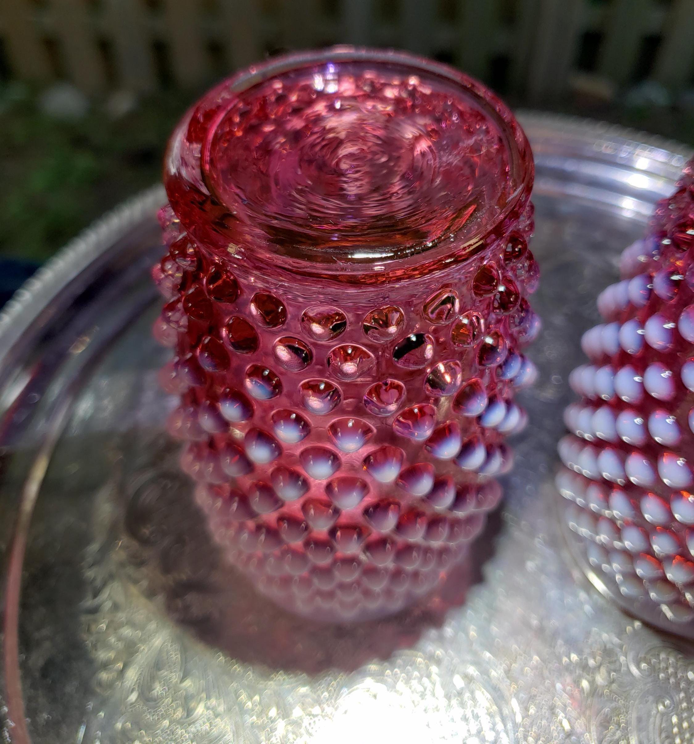 Fenton Hobnail Tumblers: Cranberry Opalescent (12oz Pair) - Etsy