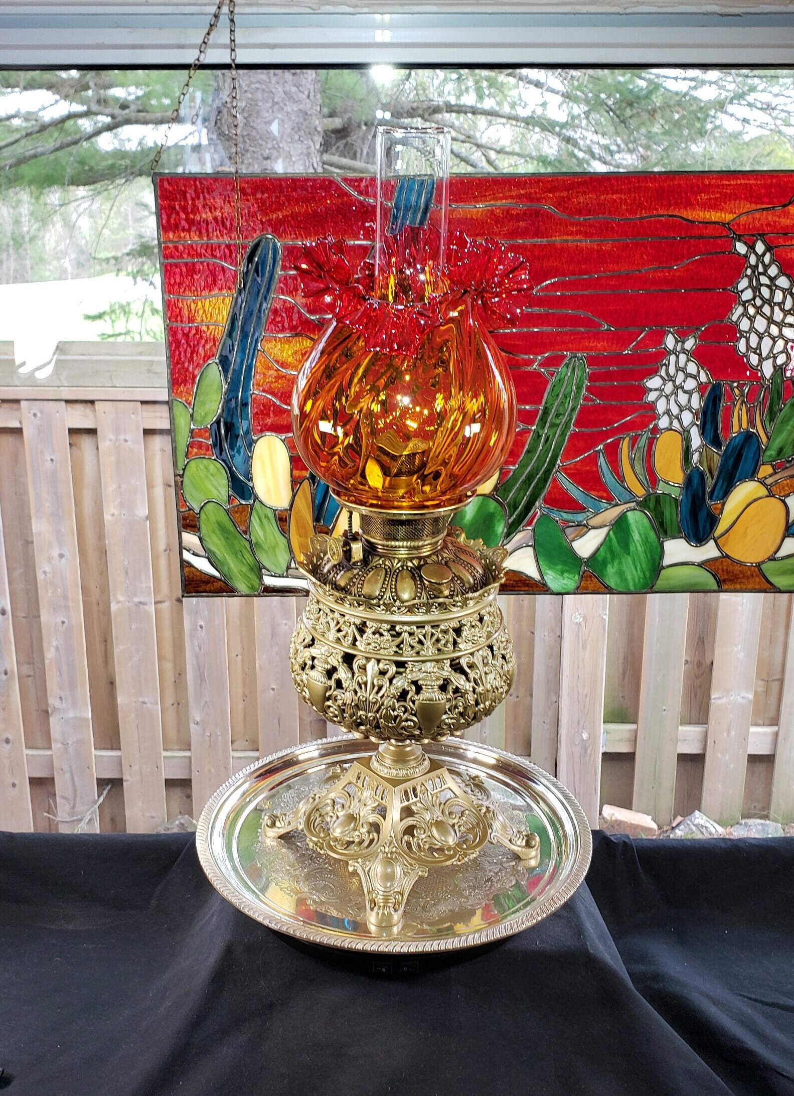 Amberina Oil Lamp Shade - Etsy