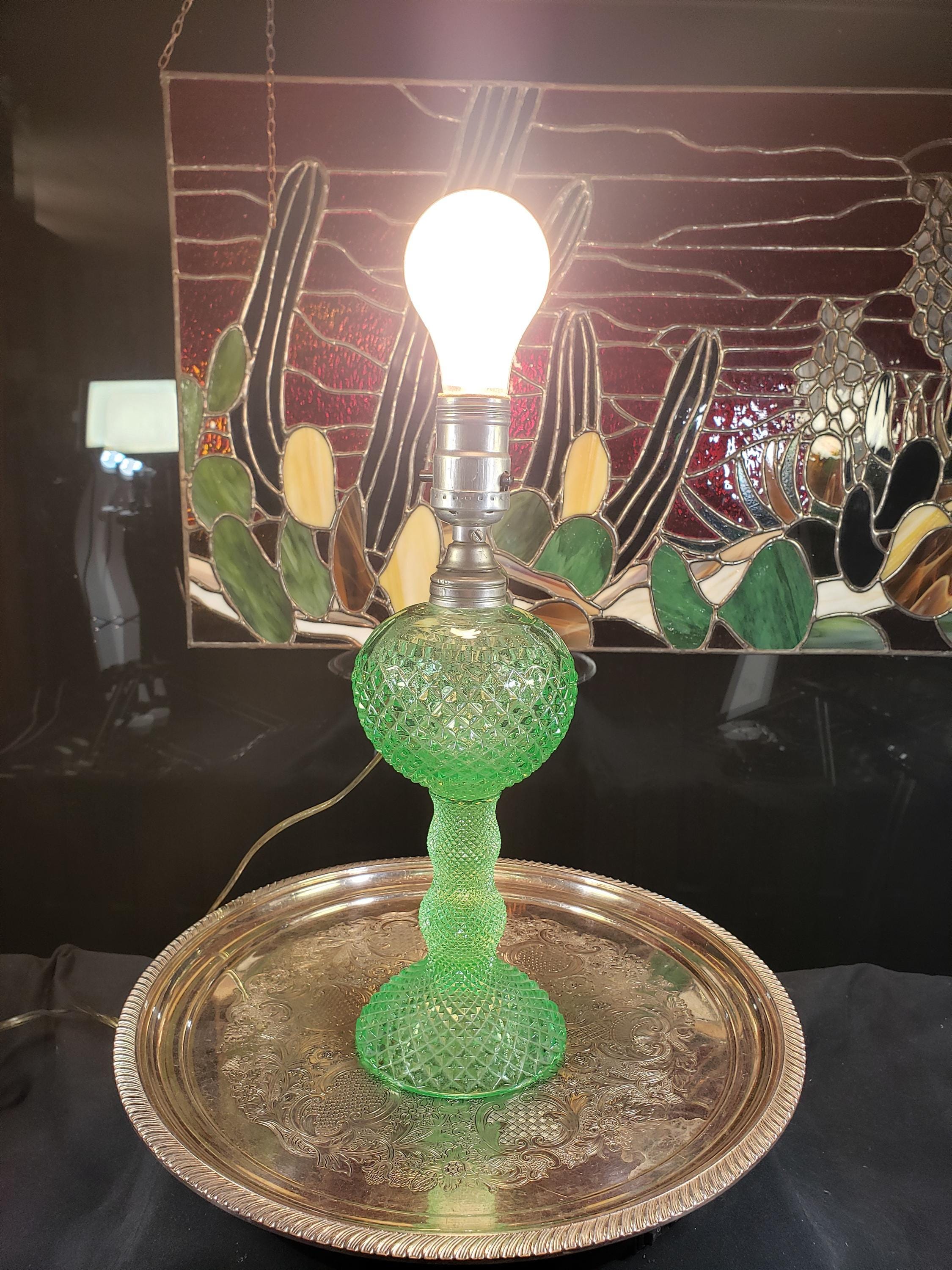 Westmoreland Glass Lamp - Diamond Pattern Uranium Glow - Etsy