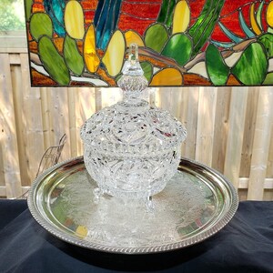 Lead Crystal Candy Bowl: Pinwheel Pattern, Footed Glass image 1